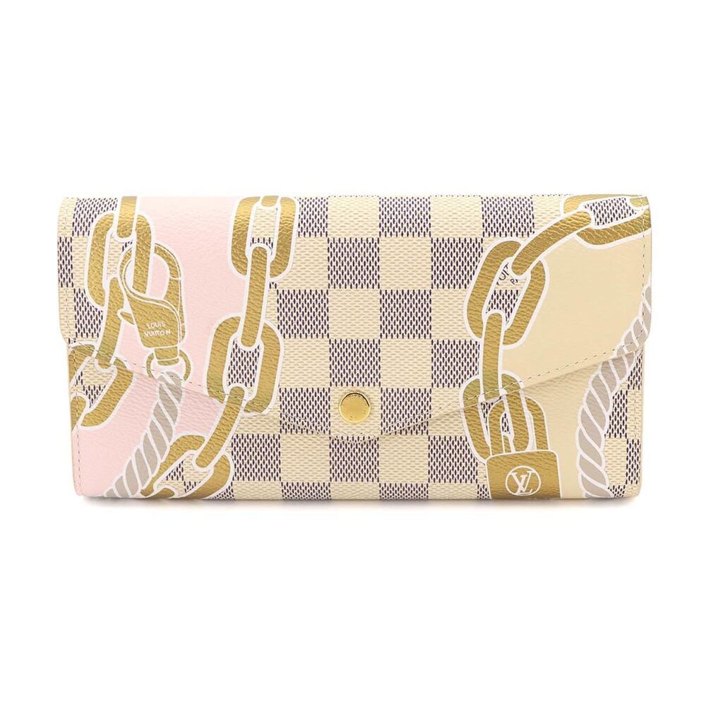 Louis Vuitton Damier Azur Nautical Portefeuille Sarah NM Bi-fold Long Wallet ...